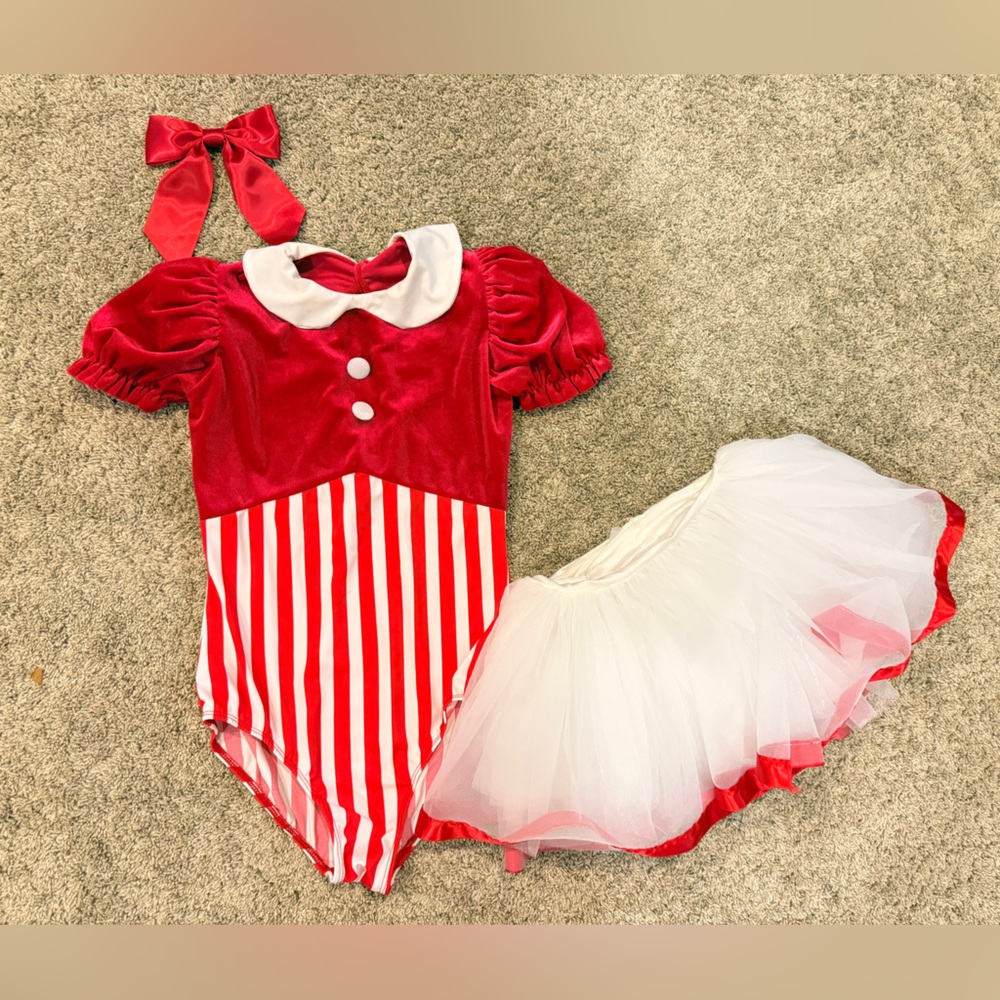Girls Candy Cane Striped Tutu Dance Dress Costume Size 6Y